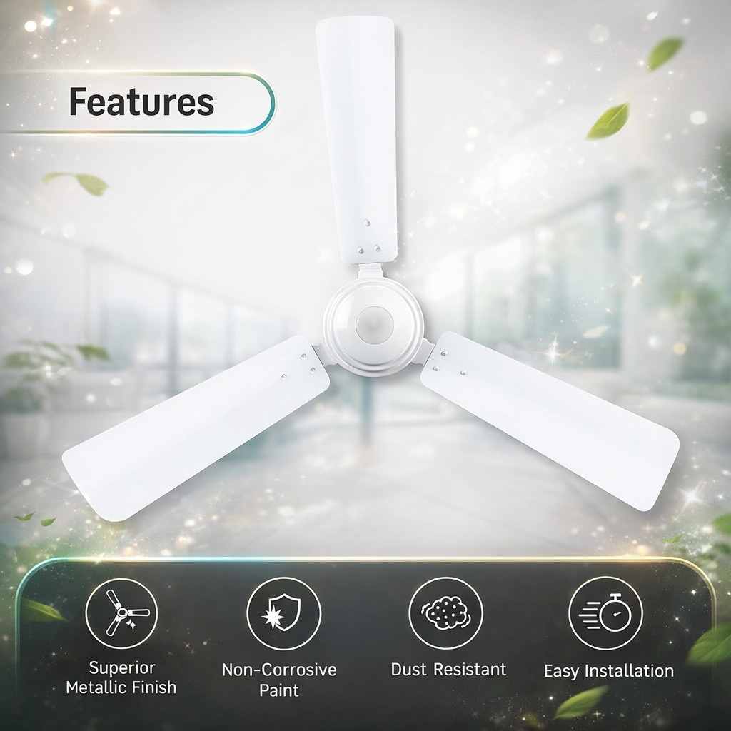 SISKA CELLING FAN BLDC SFR 500 (POWERTEC) 5 STAR WHITE