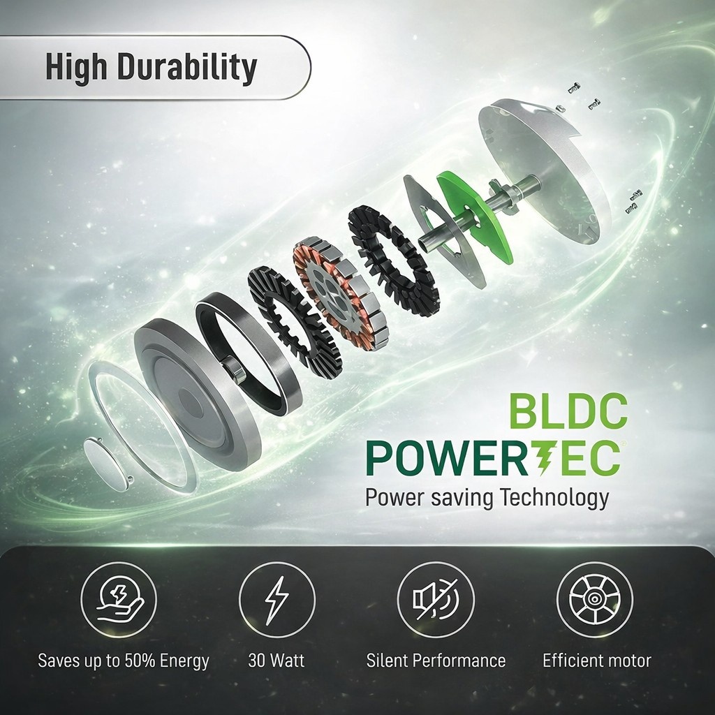 SISKA CELLING FAN BLDC SFR 500 (POWERTEC) 5 STAR WHITE