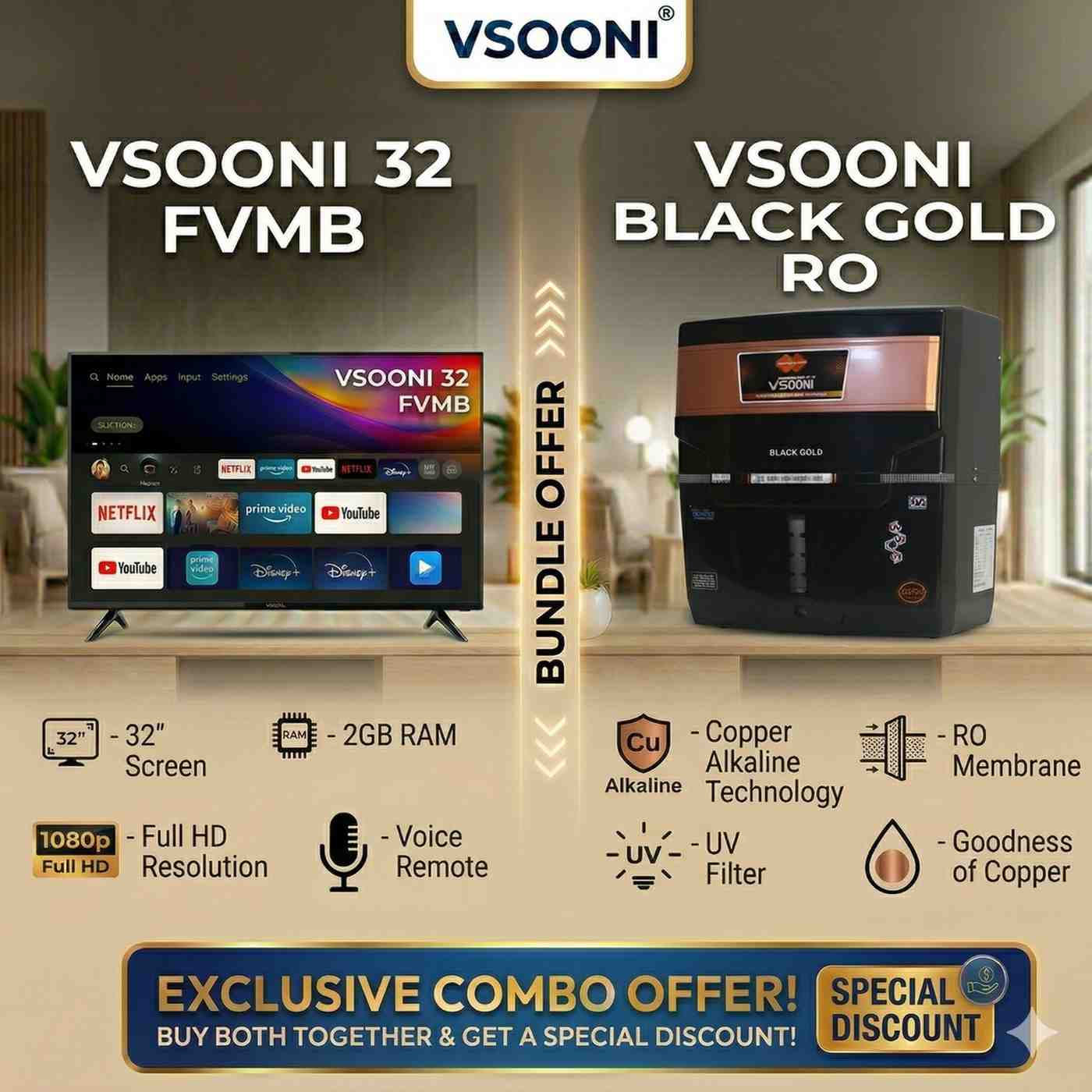 COMBO 32 FVMB + RO BLACK GOLD (LED+RO) VSOONI COMBO