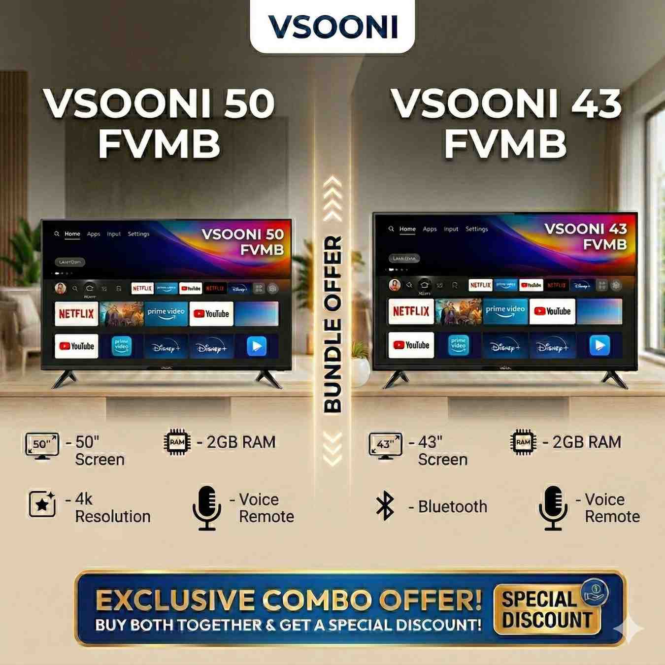 COMBO 50 FVMB+43 FVMB (VSOONI LED TV COMBO)